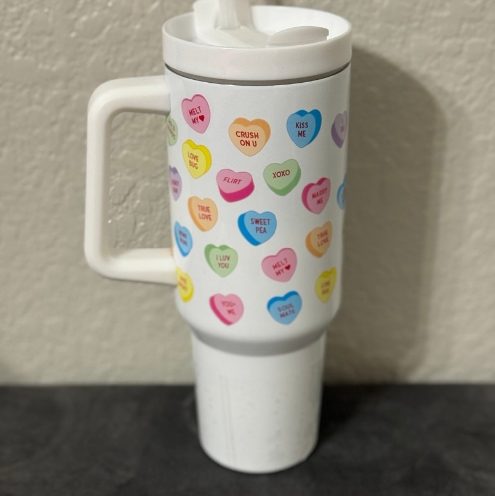 Sweethearts Tumbler 40oz Stainless Steel Insulated Valentines Hearts